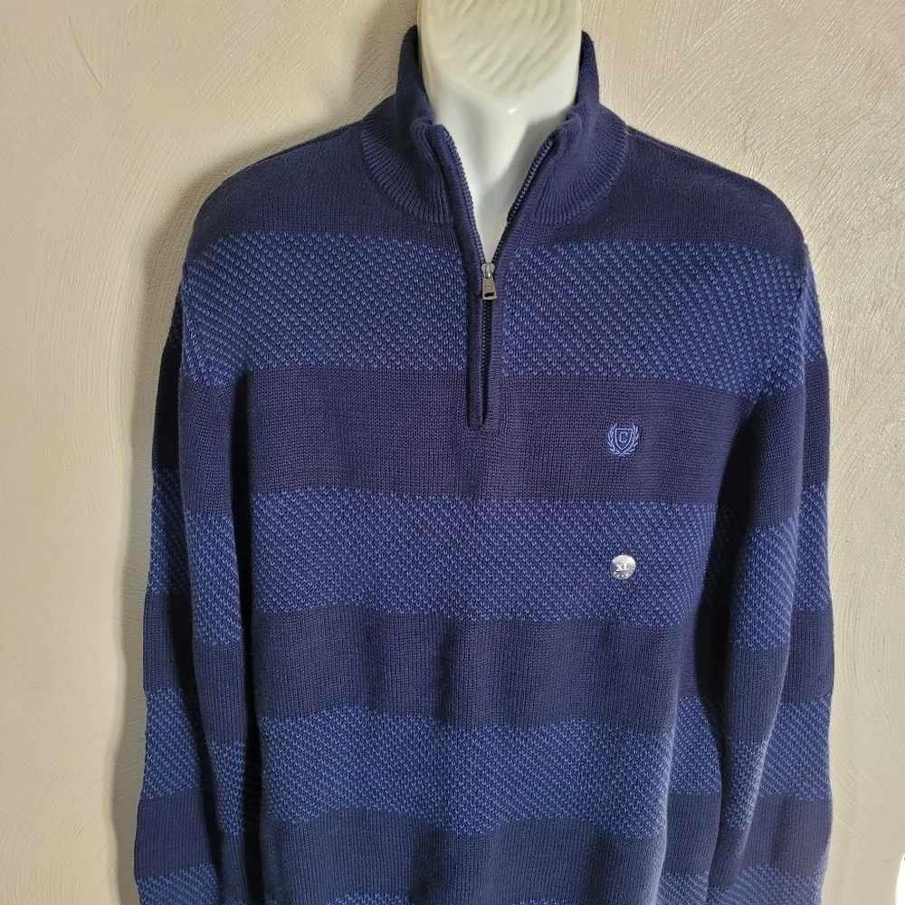 CHAPS Long Sleeve Mock Neck Pullover Striped Knit Sweater Size Men's XL NEW